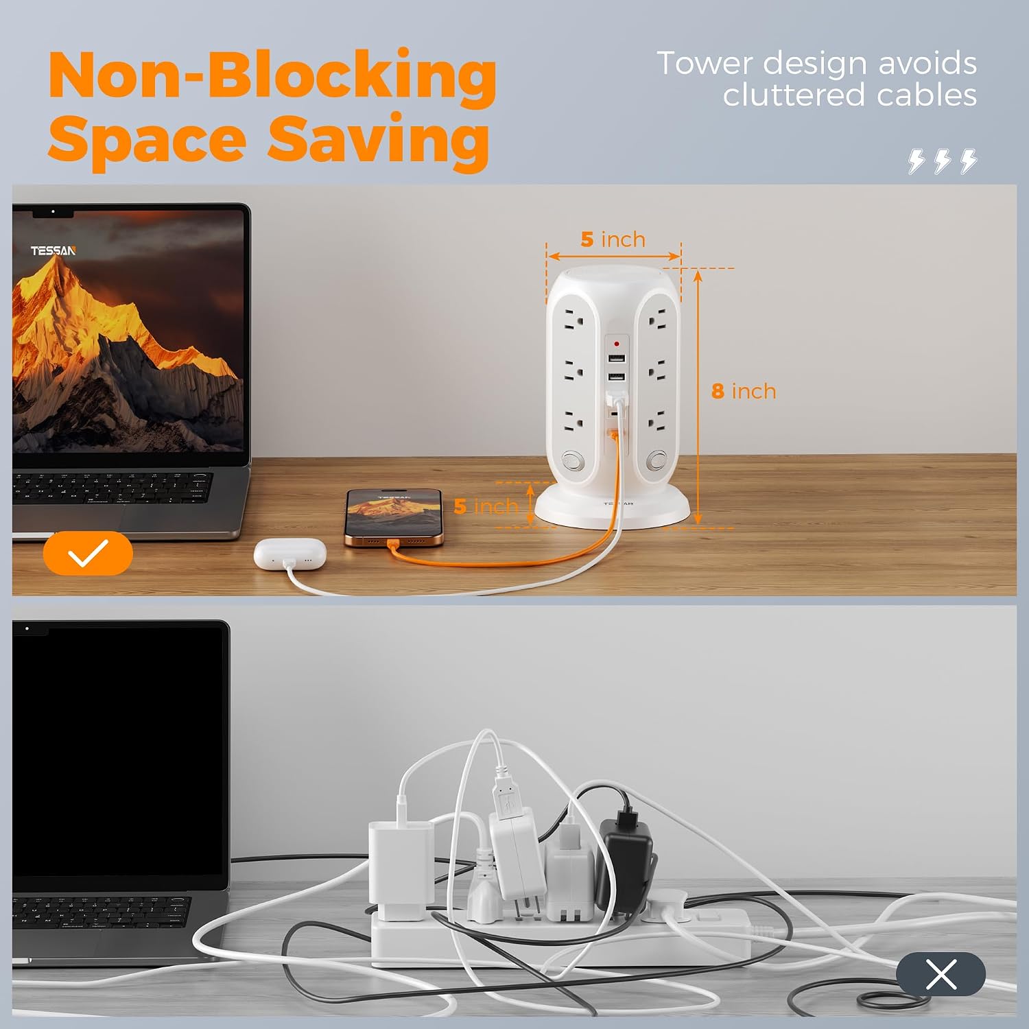 TESSAN™ 17-in-1 Tower Power Strip